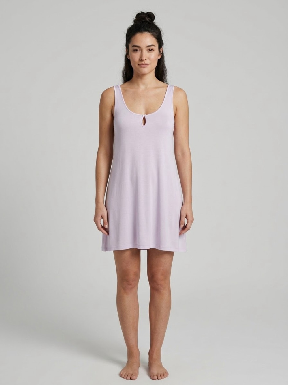 SKIMS Women's Lightweight Knit Keyhole Mini Nightgown Sleeveless Sleep Dress